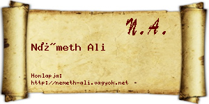 Németh Ali névjegykártya